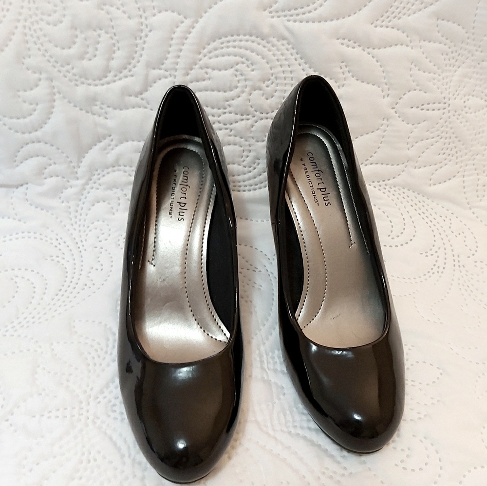 Black Comfort Heels Size 7W